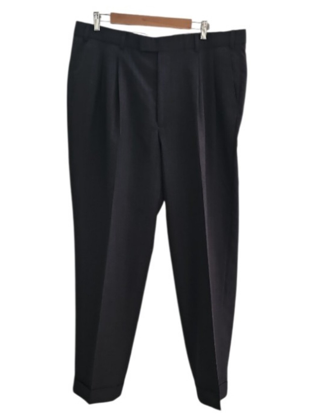 Alexandre London 100% Wool Pleated Dress Pants Men’s 40 Charcoal Pinstripe